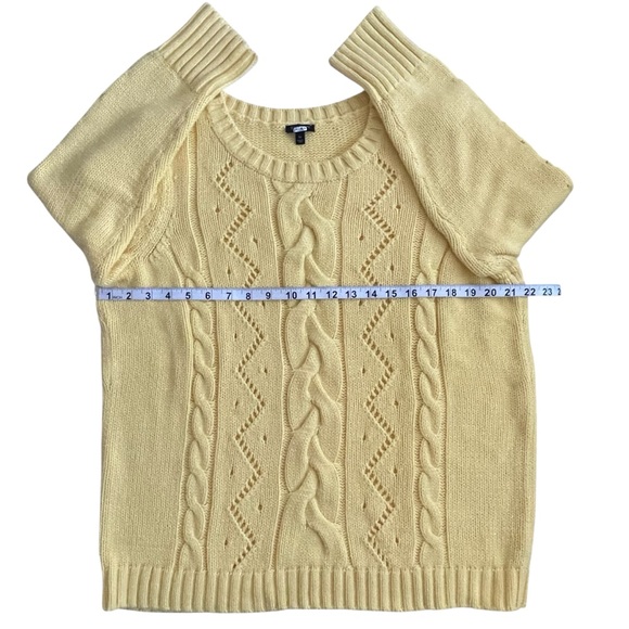 Talbots Sunny Yellow Cable Knit cotton blend crew neck Sweater Sz: 1X NWOT - Picture 6 of 10